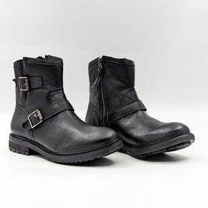 Sofft Women Lalana Black Leather Moto Biker Buckle Ankle Boots sz 10US EUR 42